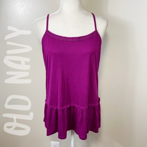Old Navy Tops - OLD NAVY Purple Berry Sleeveless Peplum Ruffle Tank Top - XL